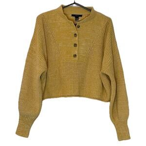 Henley Sweater Womens Large School Campus Cozy Chunky Boxy Fit Oversized College